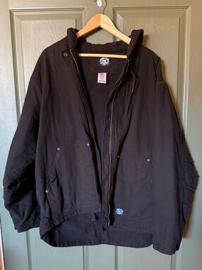 Unisex Black Hooded Work Jacket